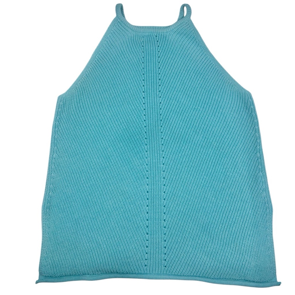 Halter Neck Coastal Knit Nautical‎ Tank Top Blue M COLLECTION BY CEZELE Summer